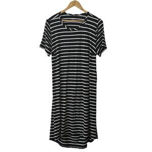 NWT Market & Spruce Stitch Fix Black & White Striped Knit Midi Dress 1X
